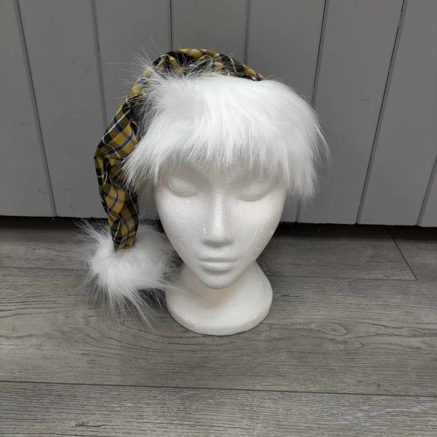 Cornish tartan pompom Christmas hat, medium