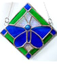 Butterfly Framed Stained Glass Suncatcher Blue Green Tile - Image 7