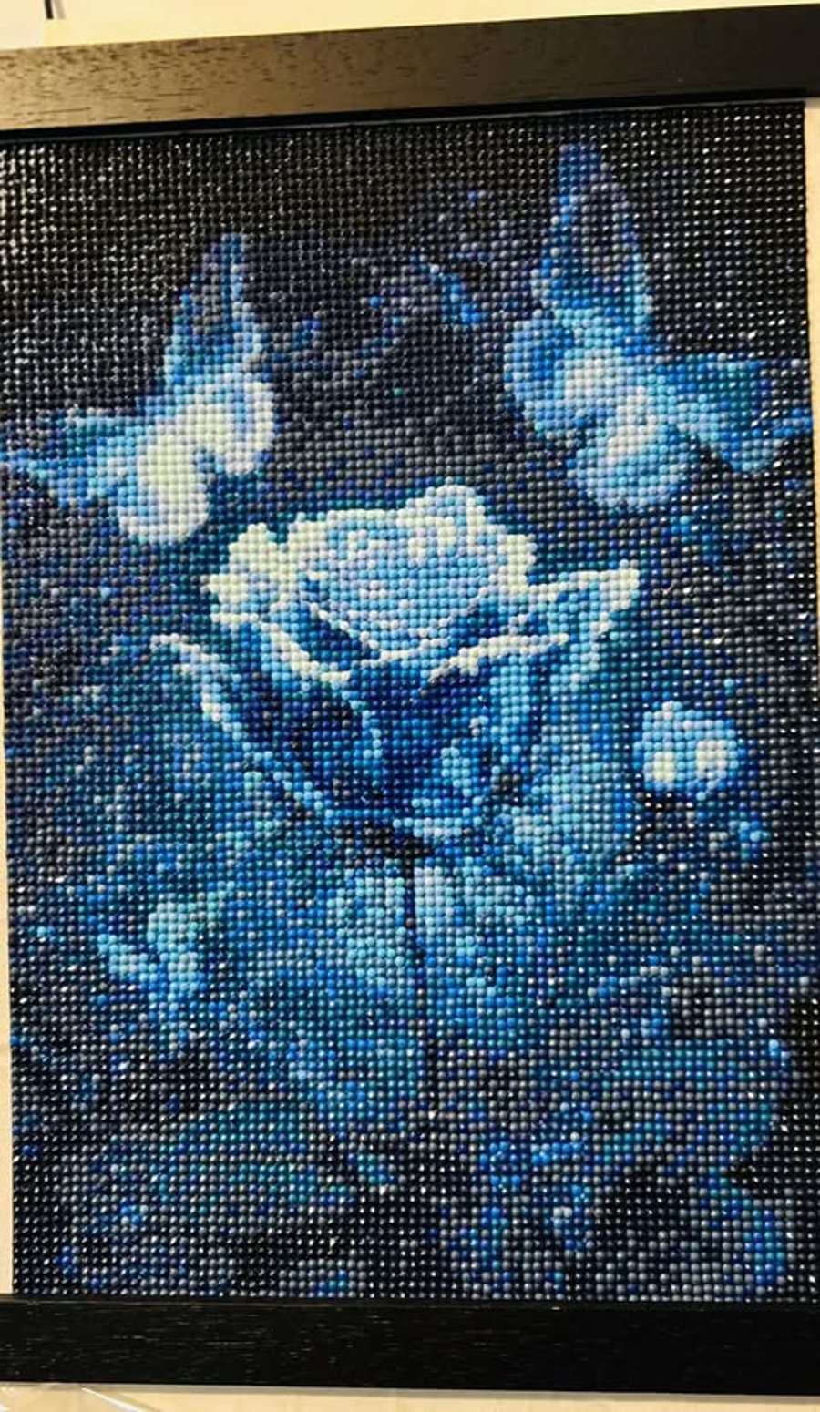 Diamond ART Painting  Butterflies and rose. Blue