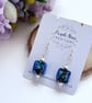 Dark Blue Dichoric Glass Beaded Earrings