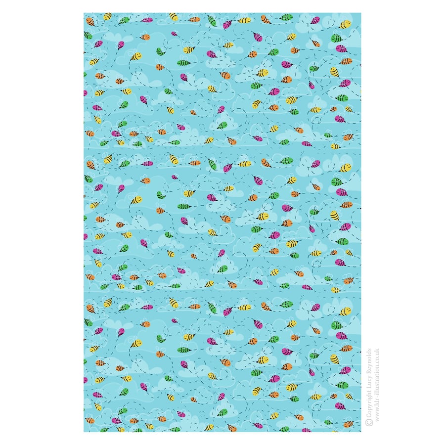 Rainbow Bees Tea Towel