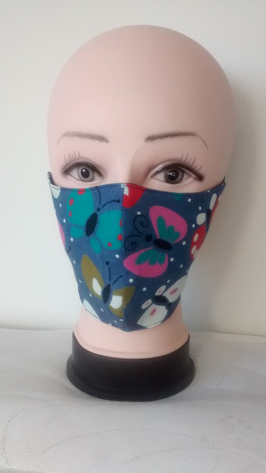 Handmade 3 layers butterflies denim reusable adult face mask.