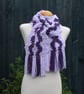 Crochet Stripey Scarf in Lilac and Purple Tweed - Image 8