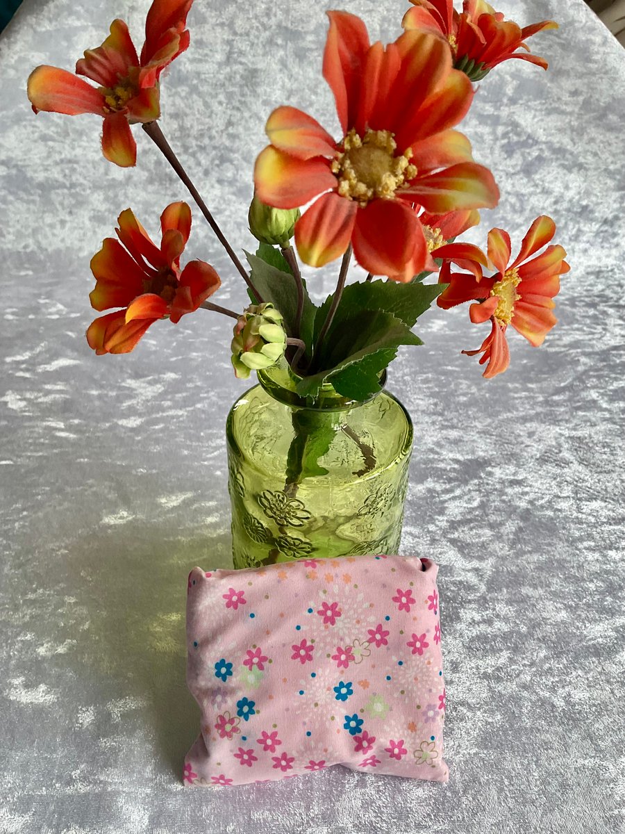 ECO COTTON FOLD AWAY POCKET SHOPPING BAG REUSABLE GIFT in PINK FLORAL