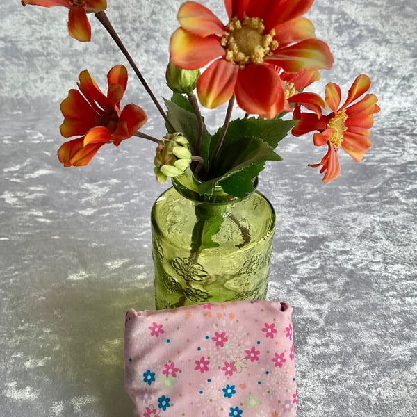 ECO COTTON FOLD AWAY POCKET SHOPPING BAG REUSABLE GIFT in PINK FLORAL