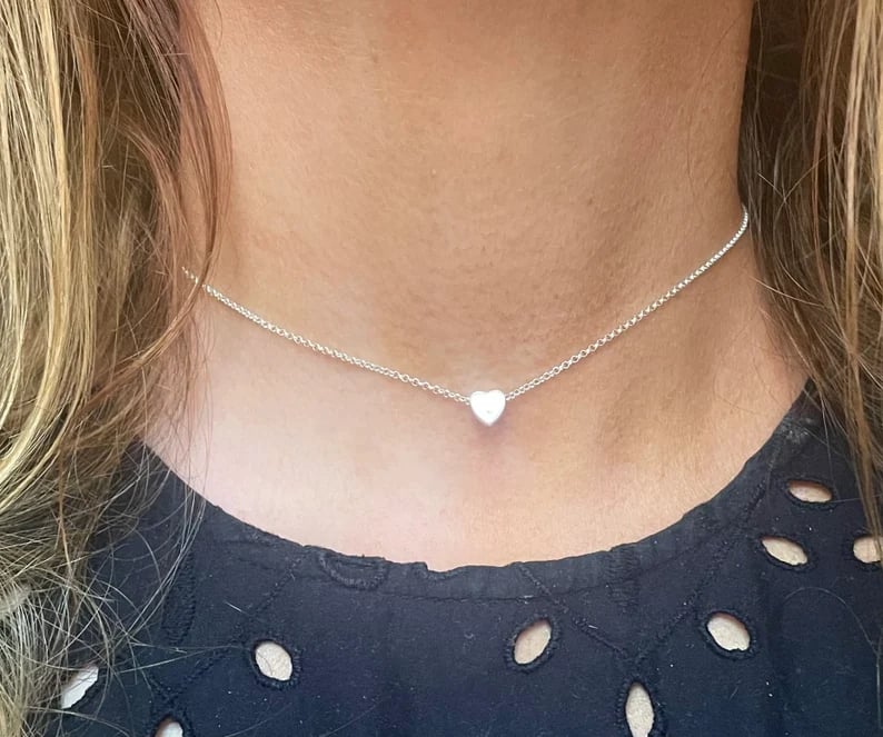 Silver Heart Floating Necklace 