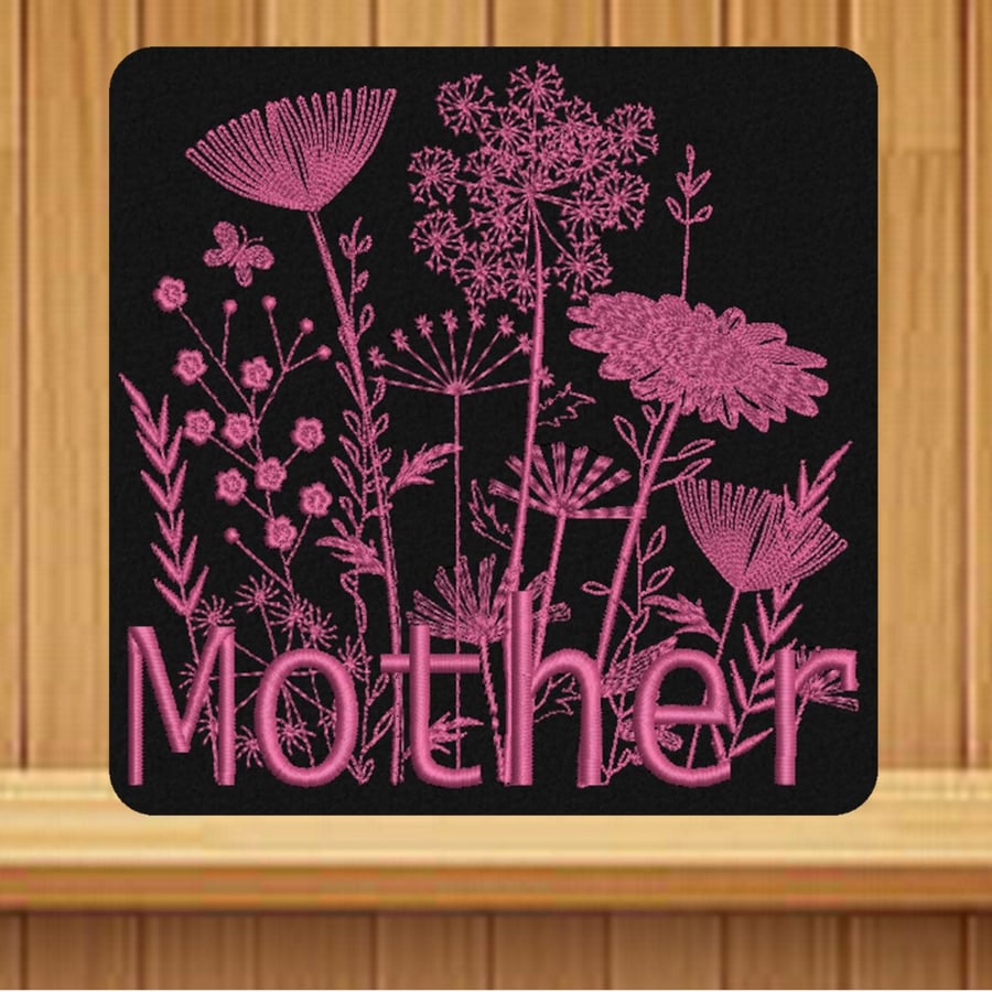 Mother's Day Card. Beautiful, handmade embroidered design