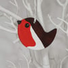 Robin christmas tree decoration, hanging clay garden bird, window decoration 