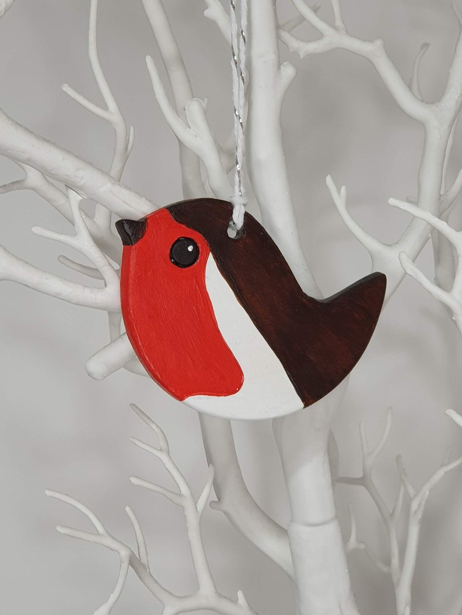 Robin decoration, clay, hanging garden bird, window decoration 