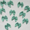 12 Green Gingham Check Ribbon Bows