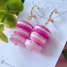 Pink Macaron Hoops - Birthday Gift for Foodie - Sweet Jewellery for Her