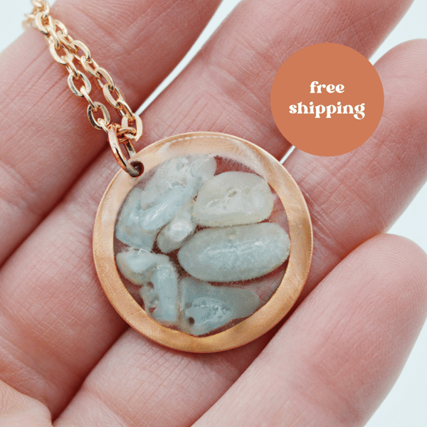 Amazonite Copper Geode Pendant - Free Postage