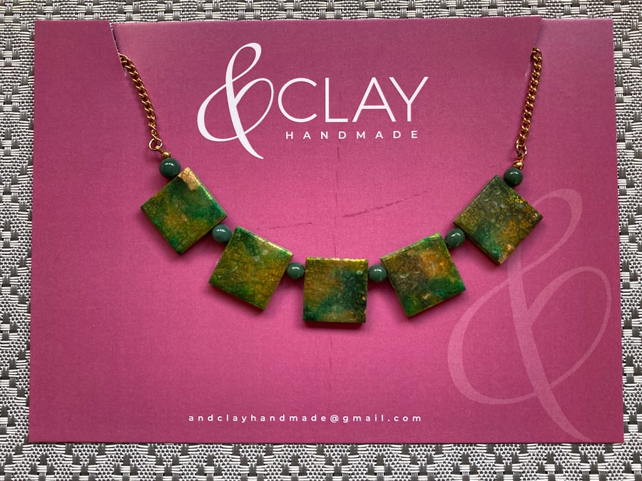 Shimmery Green and Gold Necklace