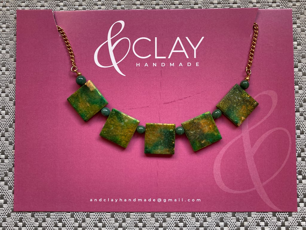 Shimmery Green and Gold Necklace