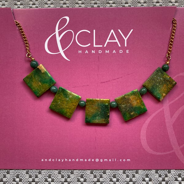 Shimmery Green and Gold Necklace