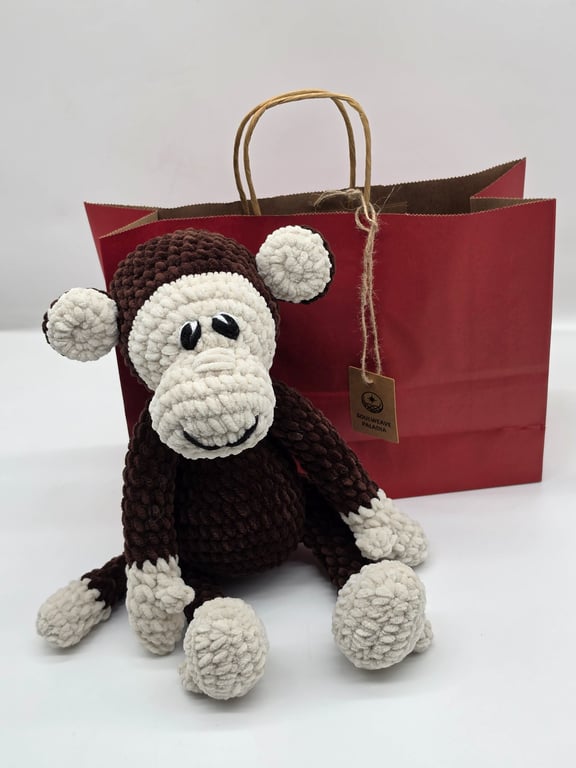 Handmade Crochet Monkey - Chunky Chenille Plush