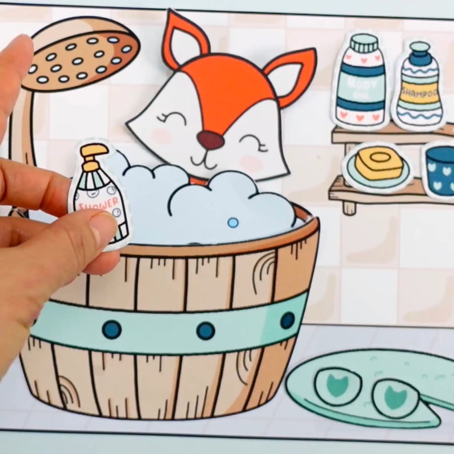 Printable Fox Paper doll and dollhouse PDF files 