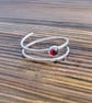 Sterling Silver Open Wrap Garnet Ring, Handmade Urban WRAPPED