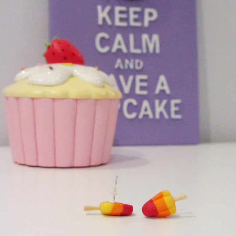 Retro classic Rocket ice lolly earrings STUD, DROP or CLIP ON unique, handmade