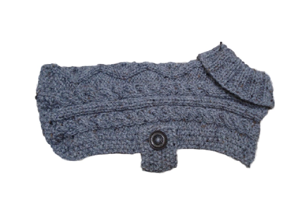 Hand Knitted A Small Dog Coat In Herringbone Brown Grey Tweed Aran (R885)