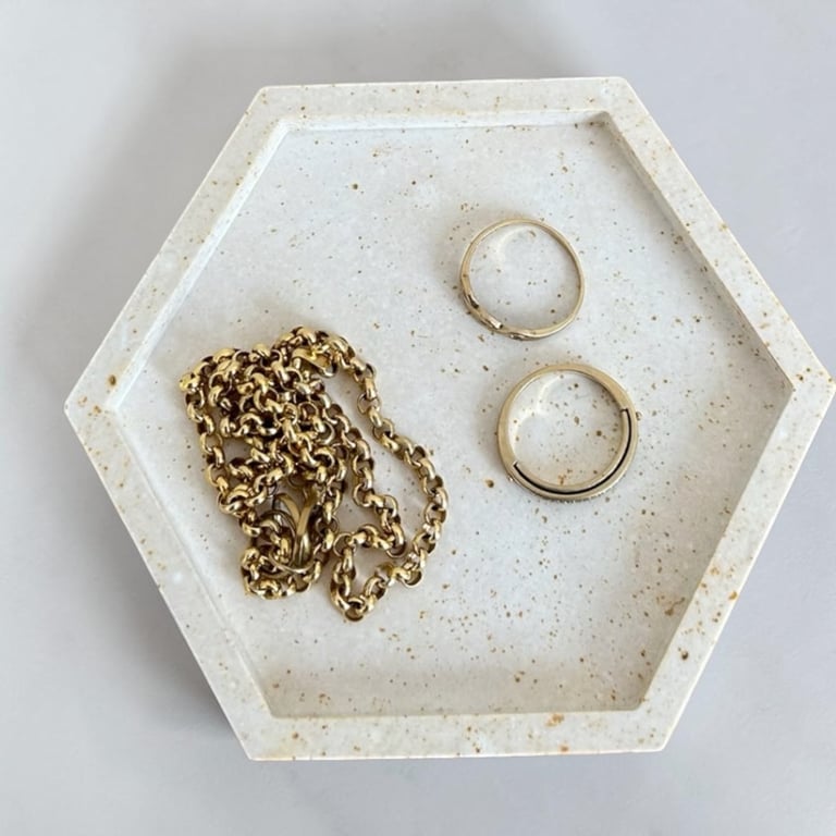 Hexagonal Gold Speckled Coaster - Catchall Valet Tray 