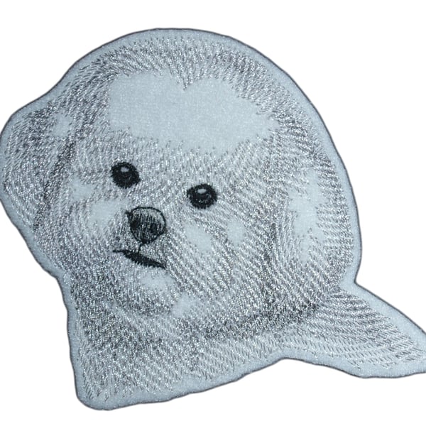 Bichon Frise applique patch, sew on or iron on Bichon patch