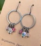 Dainty Vintage Hoop Earrings With Pink Crystals 