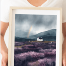 The Highland Bothy - Scottish Countryside A4 Art Print - Heather Wall Decor