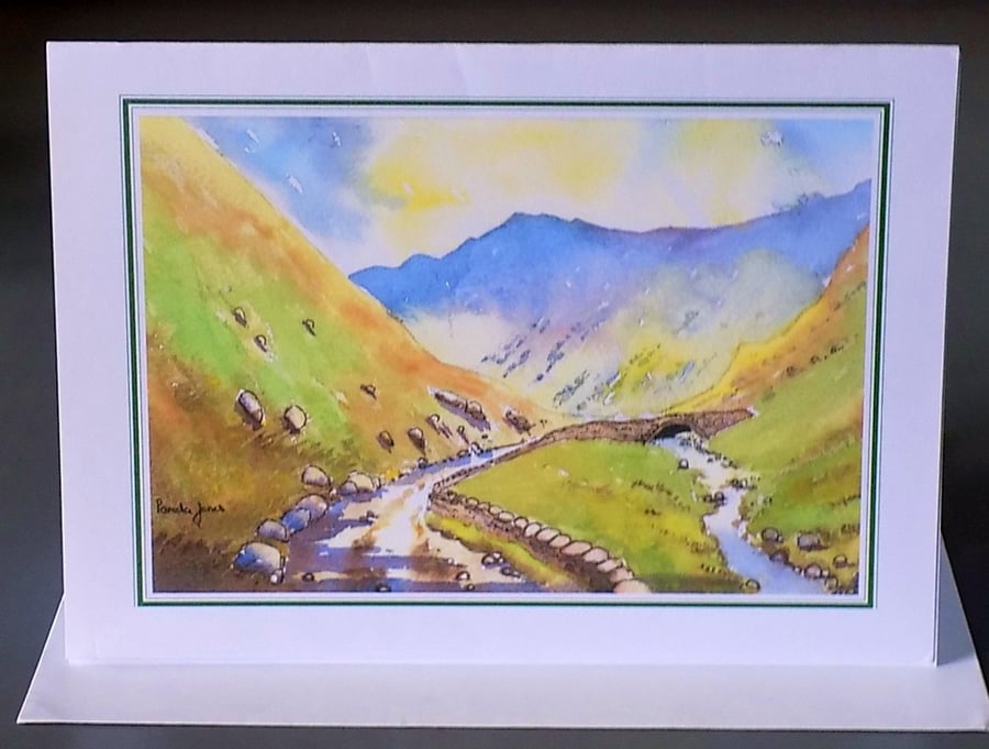 Art Greetings Card, Llanberis Pass, North Wales, A5, Blank Inside