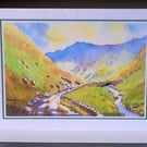 Art Greetings Card, Llanberis Pass, North Wales, A5, Blank Inside