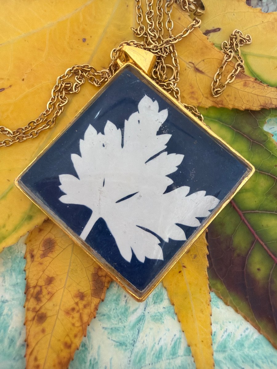 Cyanotype art pendant.