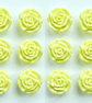 12 Flower Buttons, Yellow, Textured Rose Design, 13mm Wide, Glossy Finish