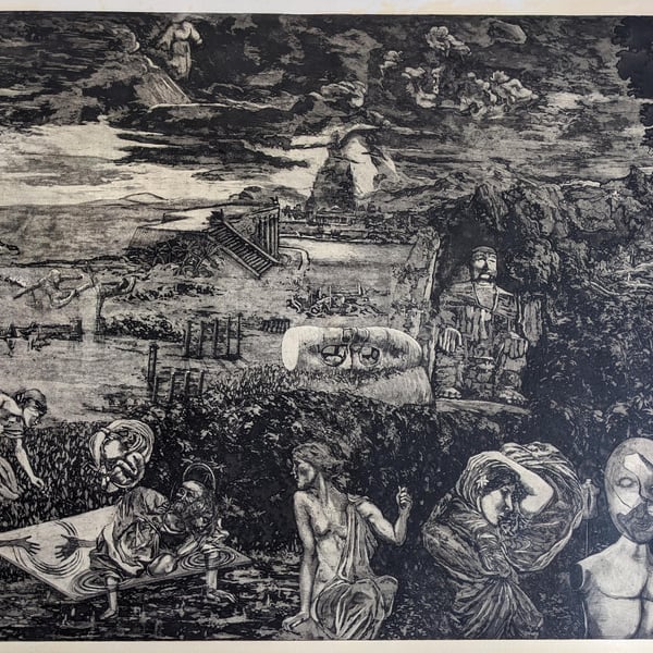 Echoes of the past (varnish finish), aquatint with etching, on paper, signed