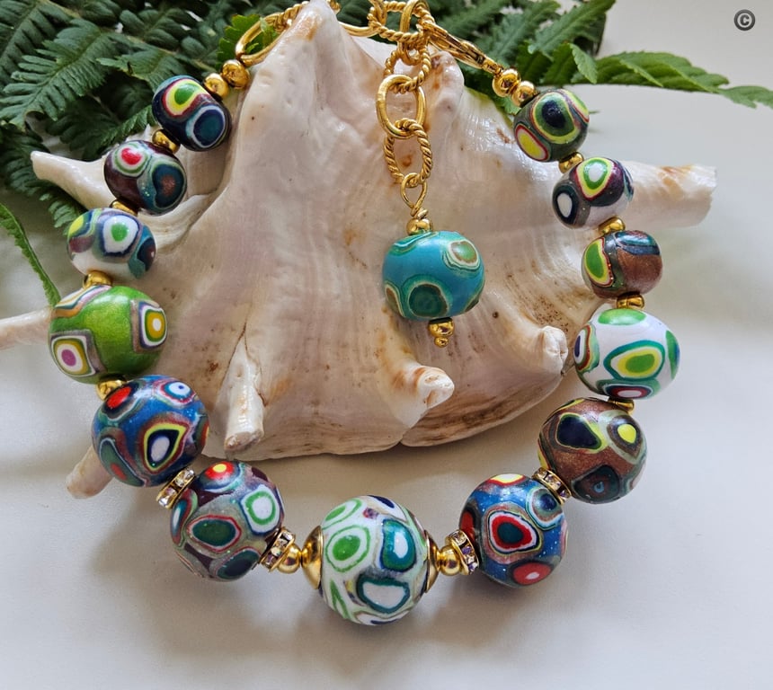 Multicoloured Vibrant Hand Made Polymer Clay Bracelet
