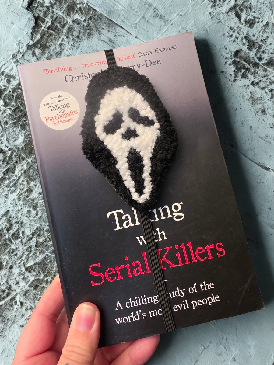 Ghost Face Inspired Punch Needle Bookmark , Handmade Horror Bookmark 