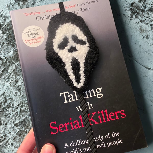 Ghost Face Inspired Punch Needle Bookmark , Handmade Horror Bookmark 