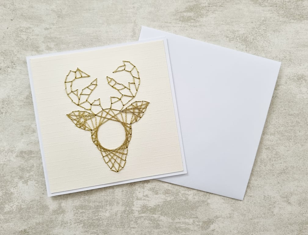 Deer Hand Stitched Gold Card