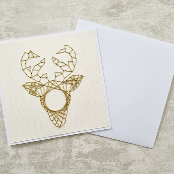 Deer Hand Stitched Gold Card
