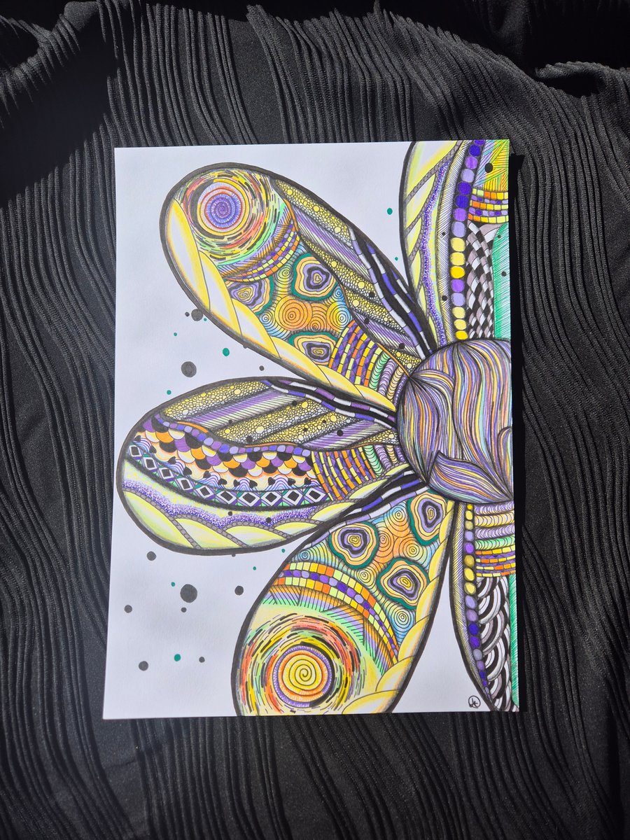 Original Unframed Flower Zentangle Pattern Art - Blooming Magic