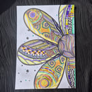 Original Unframed Flower Zentangle Pattern Art - Blooming Magic