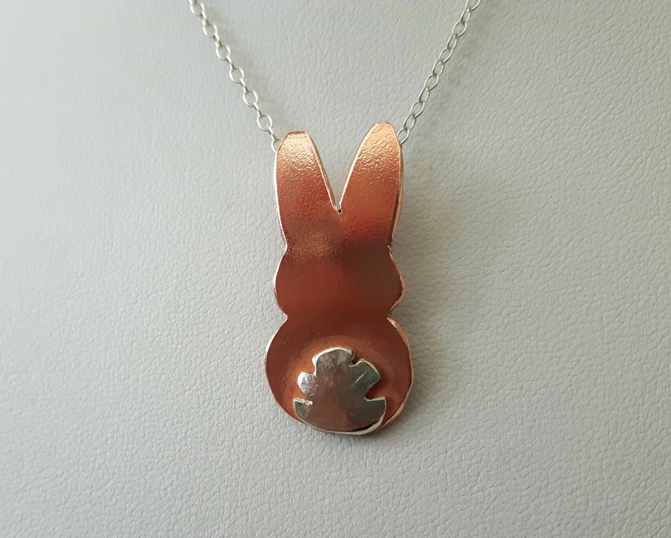 Bunny Pendant, Sterling Silver and Copper. 