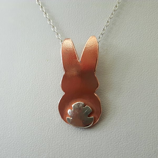 Bunny Pendant, Sterling Silver and Copper. 