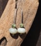 Frosted Amazonite and Rhyolite bead drop earrings, silver threader bead earrings - Image 5