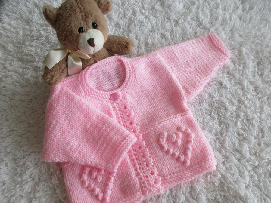 14" Hearts One Button Cardigan