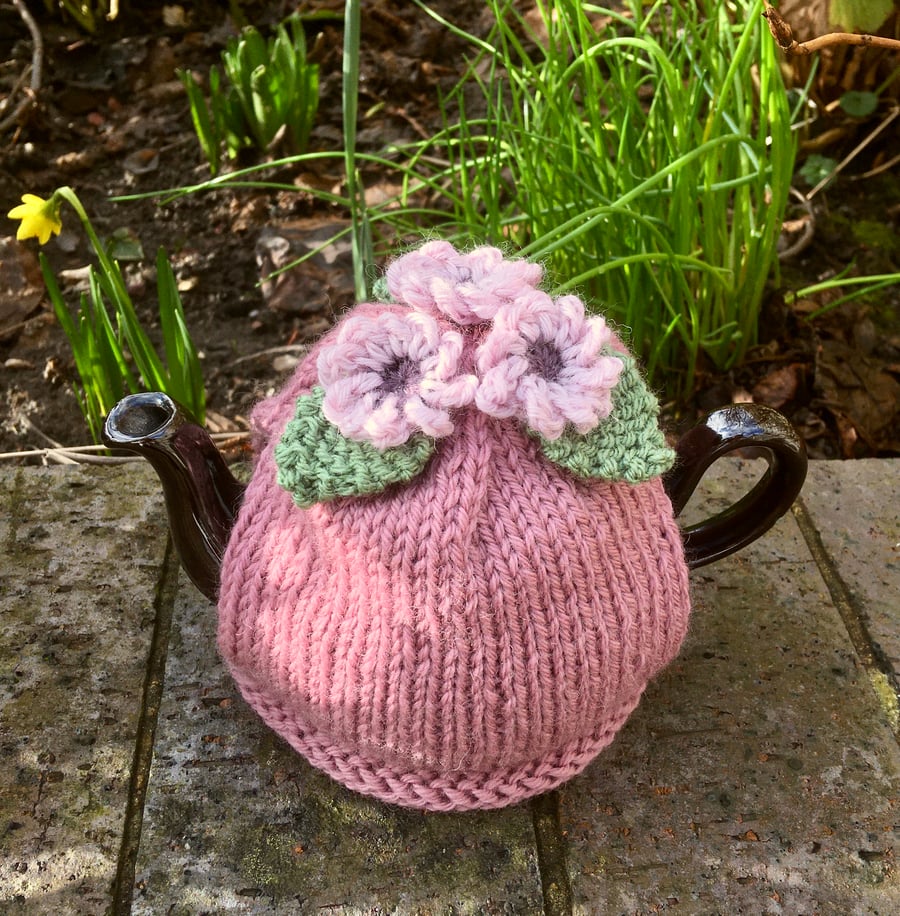 Small Pink Flower Tea Cosy, One Cup Floral Tea Cozy