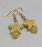 Butter yellow howlite star and agate bead earrings with gold coloured ear wires  - Image 4
