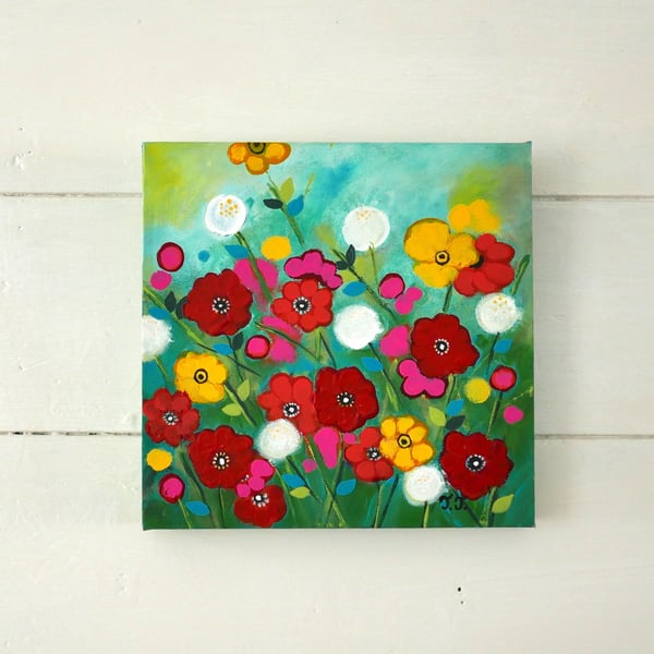 Flower Painting, Anemone Artwork, Colourful Art, Spring Flowers, Meadow