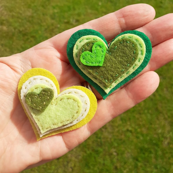 Heart shaped fridge magnet,  Green heart  