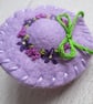Hand Embroidered Felt Hat Brooch - Lilac Floral - Image 1