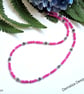 Pink Quartzite,  Amethyst & Peridot Sterling Silver Necklace - Image 9